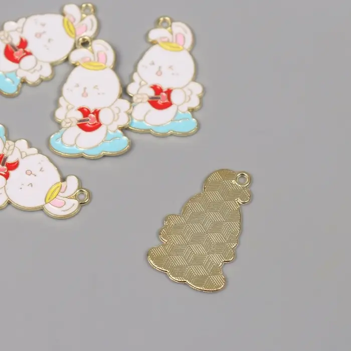 Декор для творчества металл, эмаль Декор для творчества металл, эмаль "Зайчик со стрелой в сердце" 2,8х1,8 см