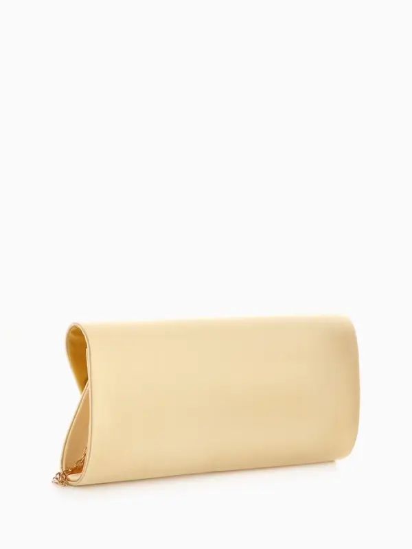 Сумка-клатч женская вечерняя на магните, на золотистой цепочке, однотонная, бежевая