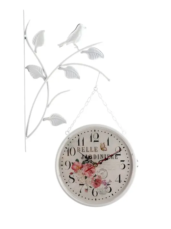 Часы настенные двусторонние &laquo;Птичка на ветке&raquo;, подвес, d=23 см, белые
