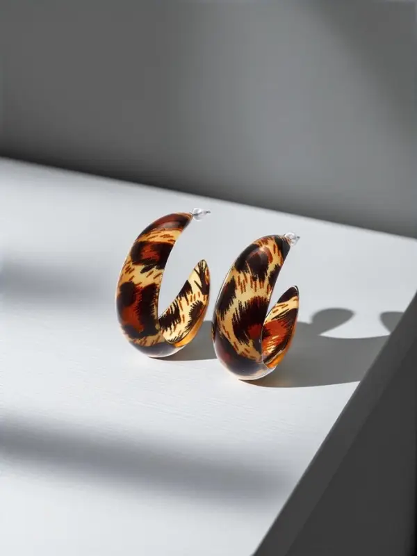 Серьги кольца QF &laquo;Леопард&raquo;, d=4.5