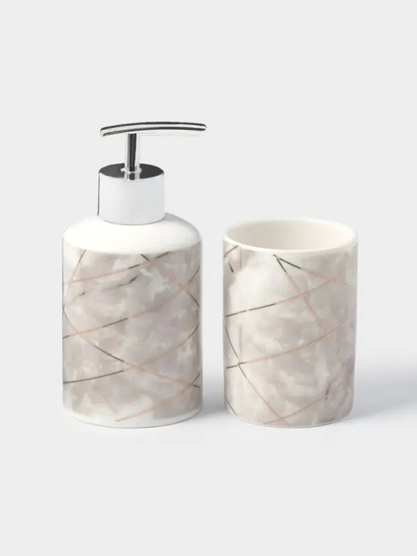 Набор аксессуаров для ванной комнаты Доляна &laquo;Розовое золото&raquo;, 3 предмета, мыльница, дозатор для мыла 350 мл, стакан 300 мл