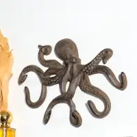 Крючки настенные &laquo;Осьминог&raquo;, ключница декоративная, чугун, 24.8&times;18.4&times;2.6 см