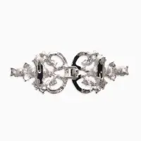 Зажим для кардигана "Ажур", пика, цвет белый в серебре Зажим для кардигана "Ажур", пика, цвет белый в серебре