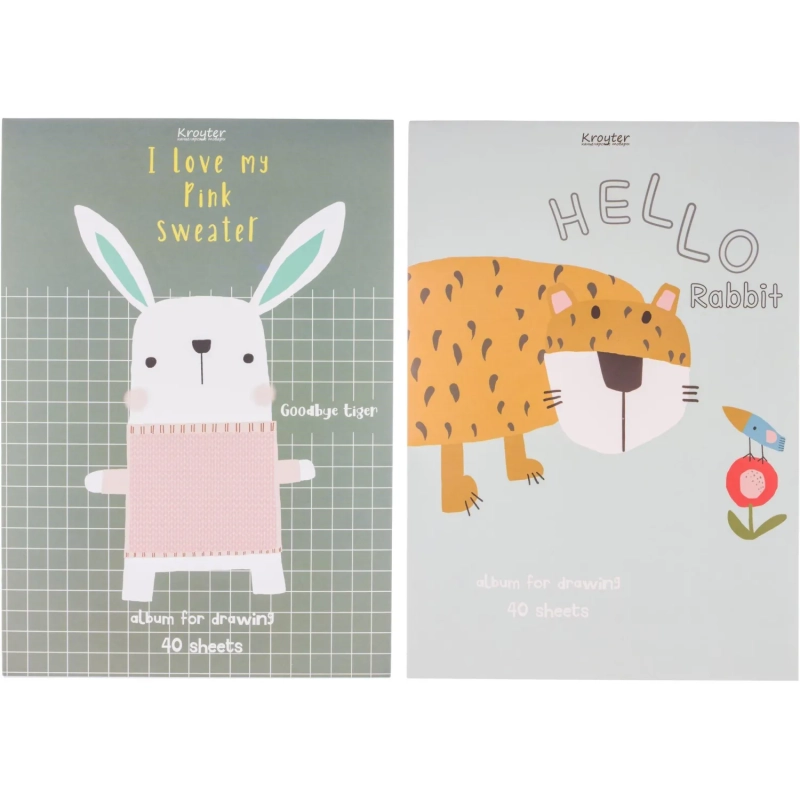 Альбом для рисования Kroyter А4 40л склейка,Аnimals,2диз,66137