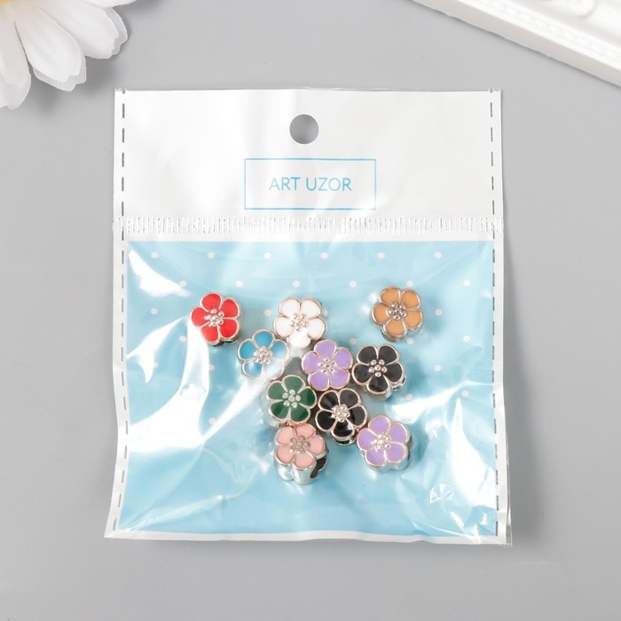 Бусины для творчества пластик Бусины для творчества пластик "Цветок яркая серединка" МИКС набор 10 шт 1,1х1 см