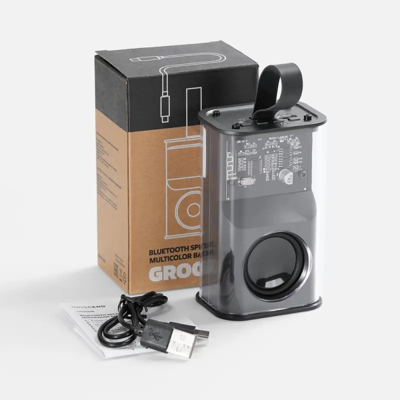 Bluetooth-колонка с подсветкой Groove, серая Bluetooth-колонка с подсветкой Groove, серая