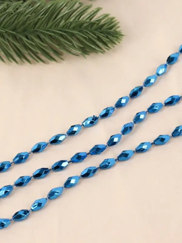 Бусы на ёлку 2 м d=3 мм &laquo;Овалы грани&raquo; синий