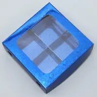 Коробка для конфет, кондитерская упаковка, 4 ячейки, &laquo;Синие звёздочки&raquo;, 10.5&times;10.5&times;3.5 см