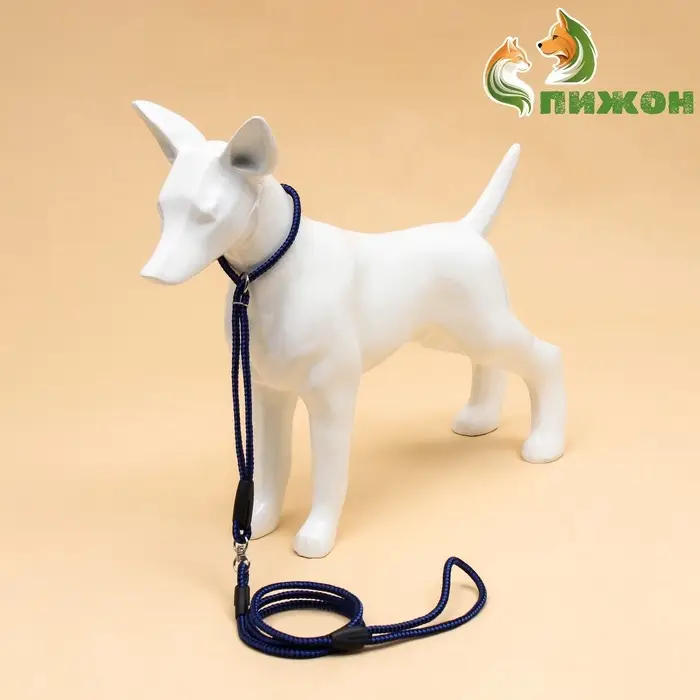 Ринговка для собак, 150&times;0.6 см, с вертлюгом, синяя, чёрная