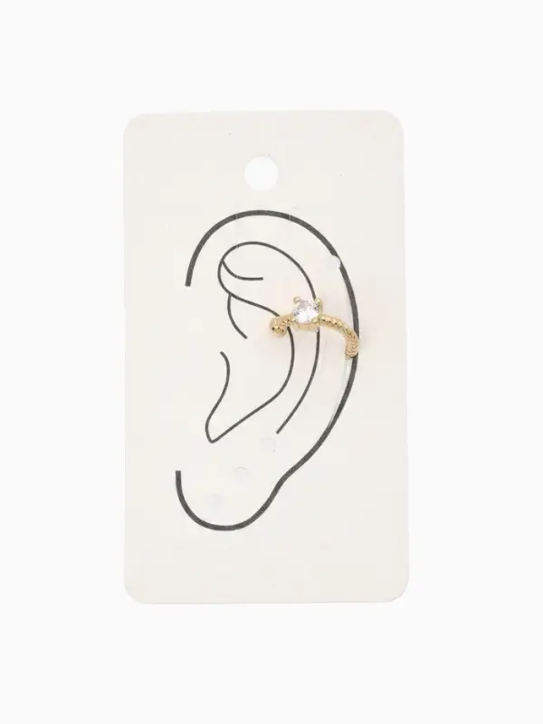 Серьга кафф &laquo;Драгоценность&raquo;, белая в золоте