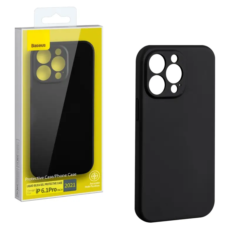 Чехол iPh 13 Pro (6.1) Liquid Silica Gel Protective Case Baseus черный Чехол iPh 13 Pro (6.1) Liquid Silica Gel Protective Case Baseus черный