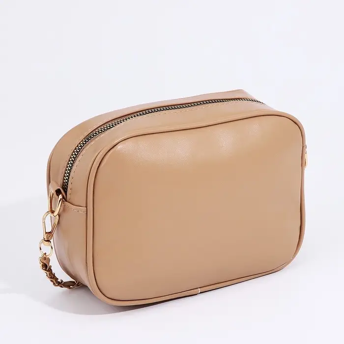 Сумка кросс-боди женская, 21&times;7&times;14 см, на молнии, бежевая