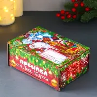 Шкатулка-ящик  самосборный малый  "Красный Новый год", 20х13,6х8 см