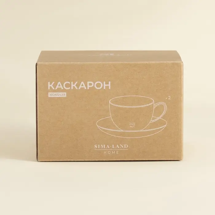 Чайные пары SL Home &laquo;Каскарон&raquo;, 240 мл, набор 2 шт., костяной фарфор, белые