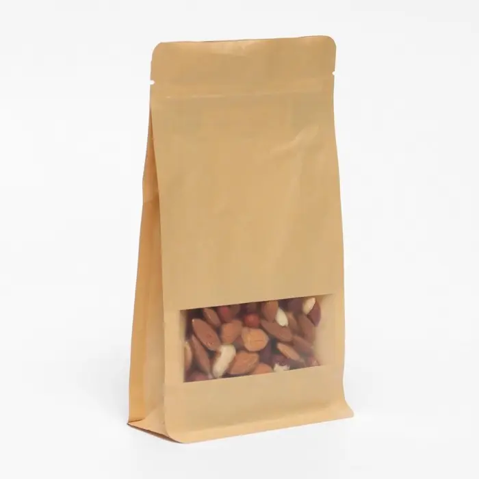 Пакет Zip-lock Крафт с плоским дном, прямоугольное окно, 10 х 20 см Пакет Zip-lock Крафт с плоским дном, прямоугольное окно, 10 х 20 см