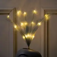 Ветка светодиодная серая, 56 см, 15 LED, от батареек ААх2, свечение тёплое белое