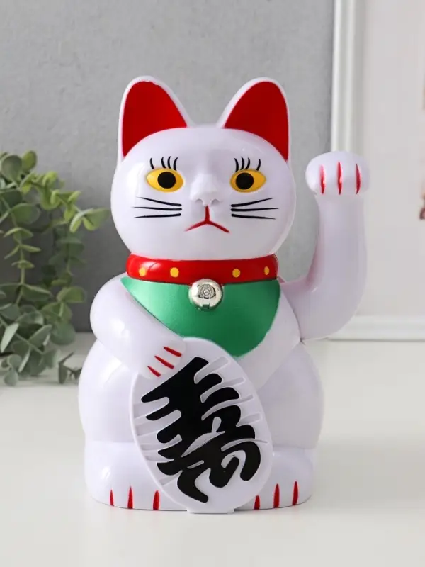 Маятник настольный антистресс &laquo;Манэки-нэко белый&raquo;, пластик, от батареек 2&times;АА, 21&times;14&times;11.3 см