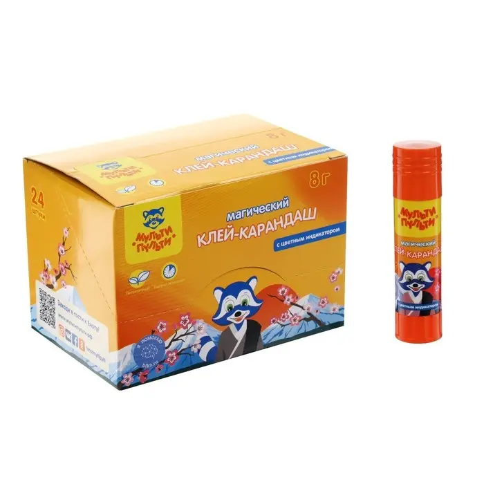 Клей-карандаш PVP 8г Мульти-Пульти Клей-карандаш PVP 8г Мульти-Пульти "Енот в Японии", с цветным индикатором