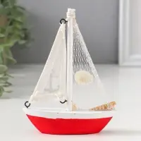 Сувенир дерево "Парусная лодка с якорем на парусе" бело-красный 11х2,5х14 см