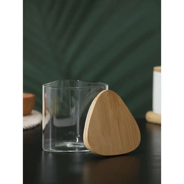 Банка стеклянная для сыпучих продуктов с бамбуковой крышкой BellaTenero «Эко. Треугольник», 500 мл, 10×10,8 см Банка стеклянная для сыпучих продуктов с бамбуковой крышкой BellaTenero «Эко. Треугольник», 500 мл, 10×10,8 см