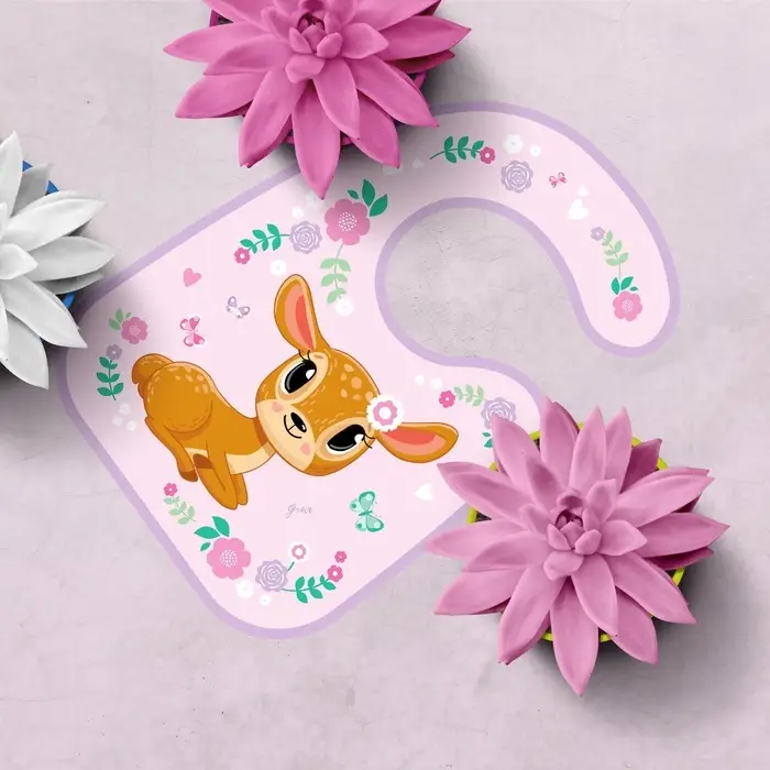 Нагрудник для кормления &laquo;Олененок&raquo; непромокаемый на липучке, с карманом