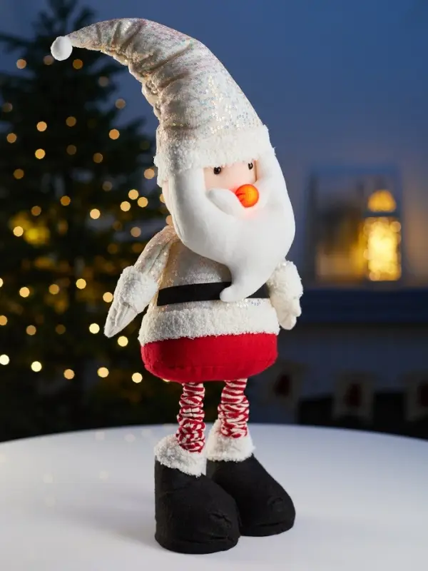 Фигура текстиль «Дед Мороз» 55-84 см, телеск-е ножки, 1LED, LR1130х3 (в компл.), Т/БЕЛЫЙ Фигура текстиль «Дед Мороз» 55-84 см, телеск-е ножки, 1LED, LR1130х3 (в компл.), Т/БЕЛЫЙ