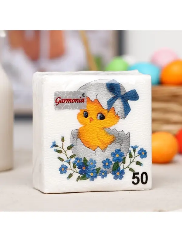 Салфетки бумажные пасхальные «Цыплёнок», 1 слой, 24×24 см, 50 шт. Салфетки бумажные пасхальные «Цыплёнок», 1 слой, 24×24 см, 50 шт.