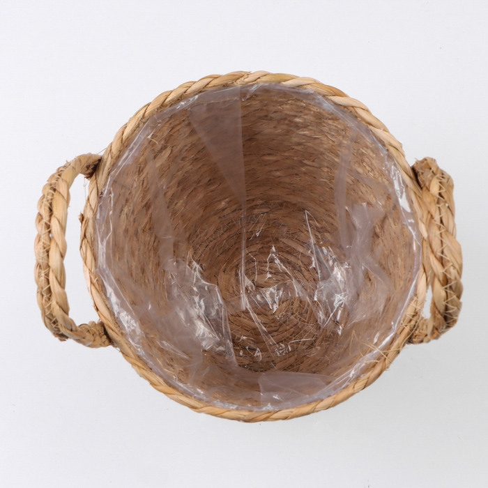 Кашпо плетеное  Кашпо плетеное "Сафари" с ручками, 21,5х21,5х18,8 см, натуральный