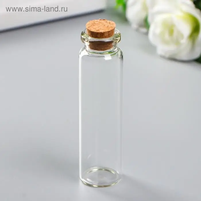 Декор для творчества стекло «Бутылочка с пробкой», 20 мл, 8×2.2×2.2 см Декор для творчества стекло «Бутылочка с пробкой», 20 мл, 8×2.2×2.2 см