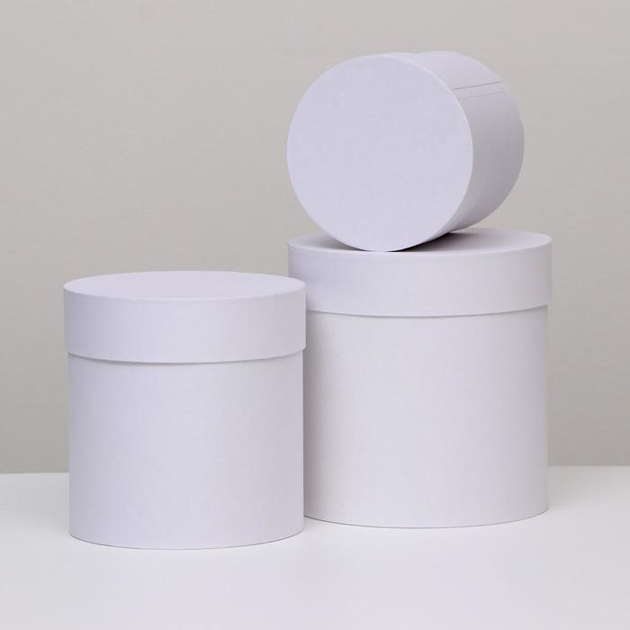 Набор круглых коробок 3 в 1 Набор круглых коробок 3 в 1 "Краски", белые, 18 х 18 х 18 - 14 х 14 х 14 см