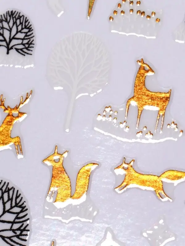 Наклейки для ногтей &laquo;Зимний лес&raquo;, фольгированные, разноцветные