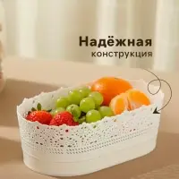 Корзинка для хлеба и фруктов IDEA &laquo;Ажур&raquo;, пластик, 14&times;22&times;8 см, белая