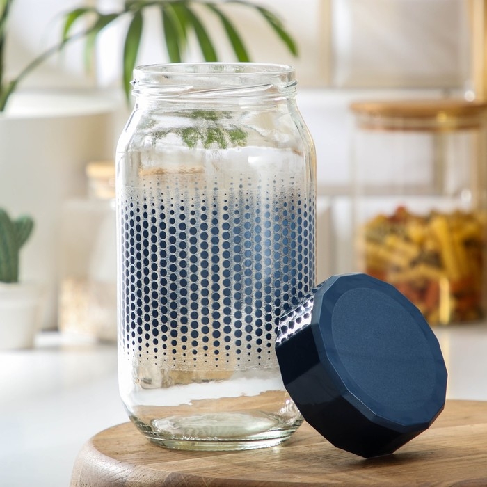 Банка стеклянная для сыпучих продуктов «Круги», 950 мл, цвет МИКС Банка стеклянная для сыпучих продуктов «Круги», 950 мл, цвет МИКС