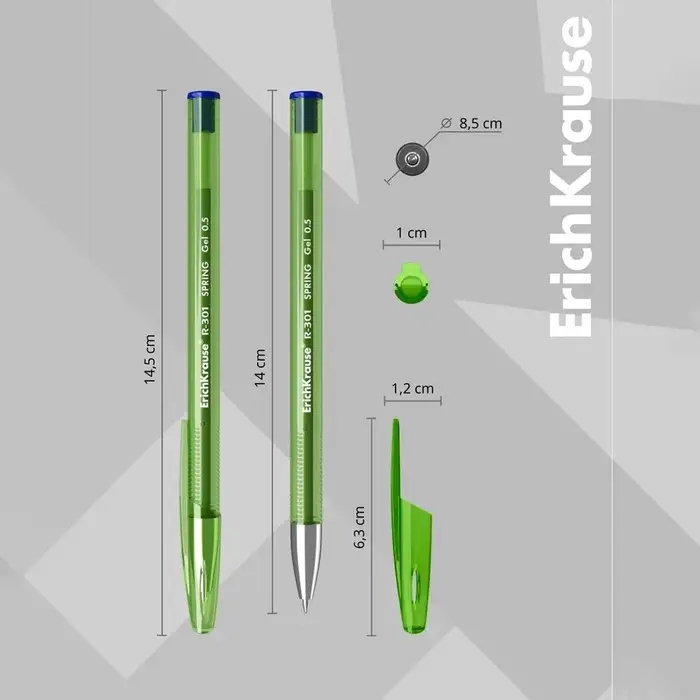 Ручка гелевая ErichKrause R-301 Spring Gel Stick, чернила синие, узел 0.5 мм, длина линии письма 600 метров