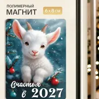 Магнит новогодний, полимерный &laquo;Счастья 2027&raquo;, 8&times;6 см