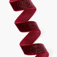 Лента бархатная, с серебряным люрексом, 20 мм, 18&plusmn;1 м, бордовая №46