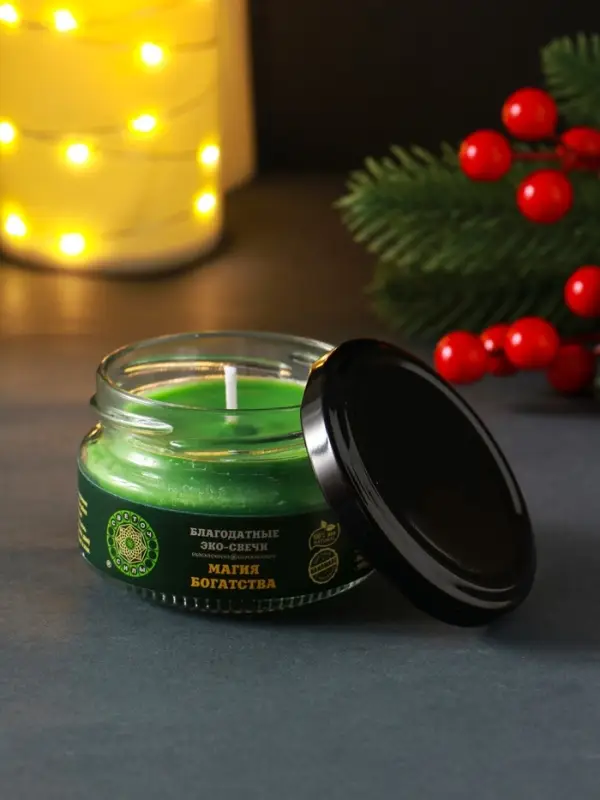 Свеча-эко магическая &laquo;Магия богатства&raquo;, из натурального воска, 7&times;5 см