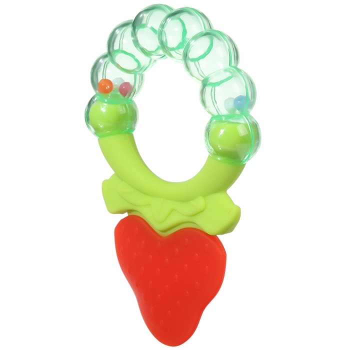 Прорезыватель силиконовый «Клубничка», с погремушкой, Крошка Я