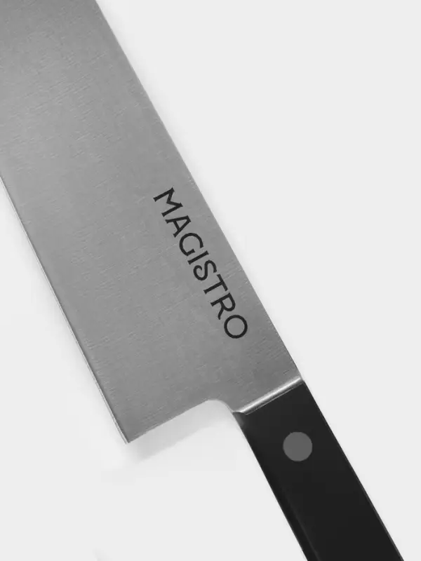 Нож кухонный шеф Magistro Hinshitsu, нержавеющая сталь, лезвие 21.3 см, длина 39 см, чёрный