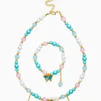 Набор детский "Выбражулька" 2 пред-а: бусы, браслет, бабочка с бусиной, розово-голубой