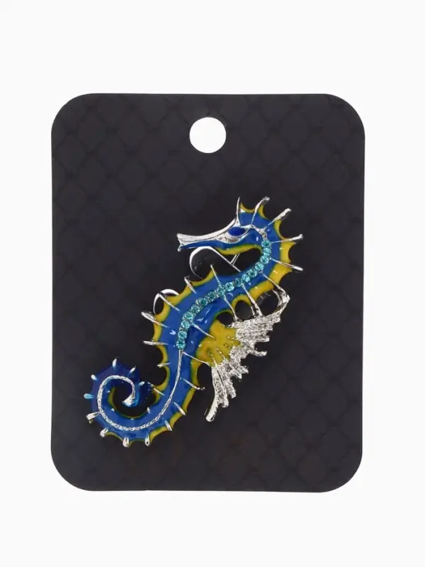 Брошь &laquo;Конёк&raquo;, морской, цветная в серебре