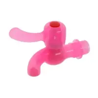 Кран водоразборный ZEIN, 1/2", с плоской ручкой, PP, шаровой механизм, розовый