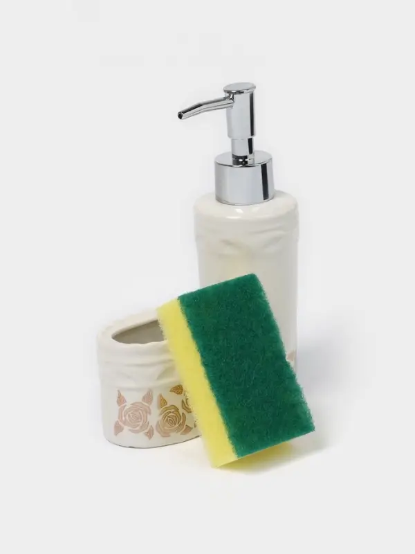 Дозатор для моющего средства с подставкой для губки Доляна &laquo;Роза золотая&raquo;, 200 мл