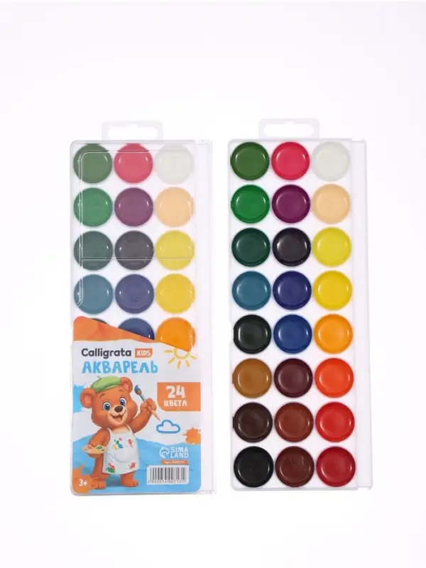 Акварель Calligrata kids, 24 цвета, пластик, европодвес