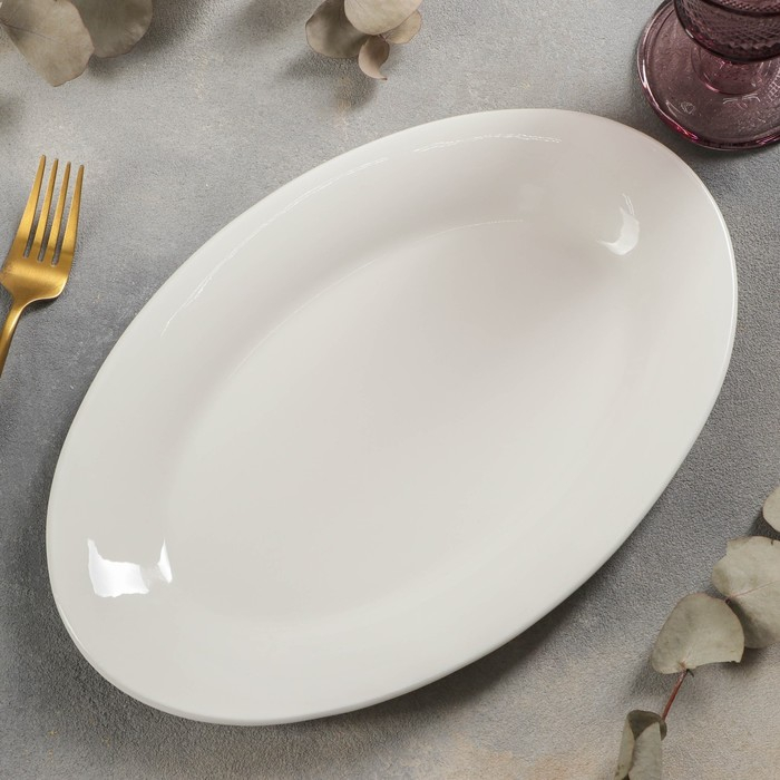 Блюдо фарфоровое овальное c утолщённым краем Доляна White Label, 30,5×20×3 см, цвет белый Блюдо фарфоровое овальное c утолщённым краем Доляна White Label, 30,5×20×3 см, цвет белый