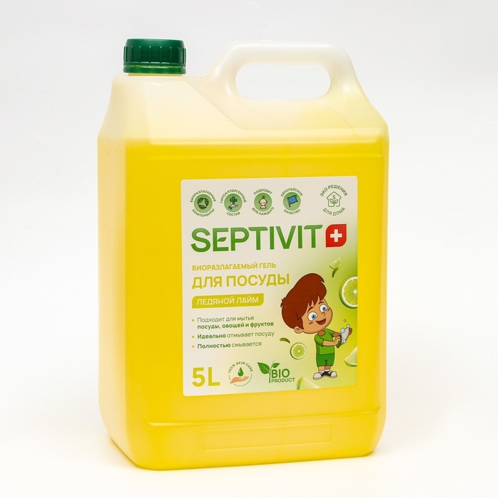 Гель для посуды SEPTIVIT  Гель для посуды SEPTIVIT "Ледяной Лайм", 5 л
