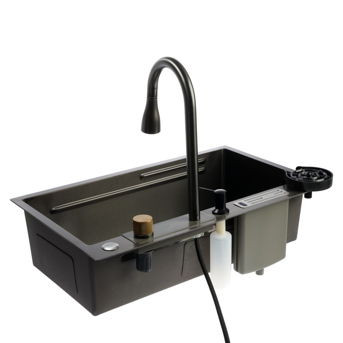 Кухонная мойка ZEIN M02, S=3.0 и 0.7мм, смеситель, корзины, разделочная доска, сифон, графит Кухонная мойка ZEIN M02, S=3.0 и 0.7мм, смеситель, корзины, разделочная доска, сифон, графит