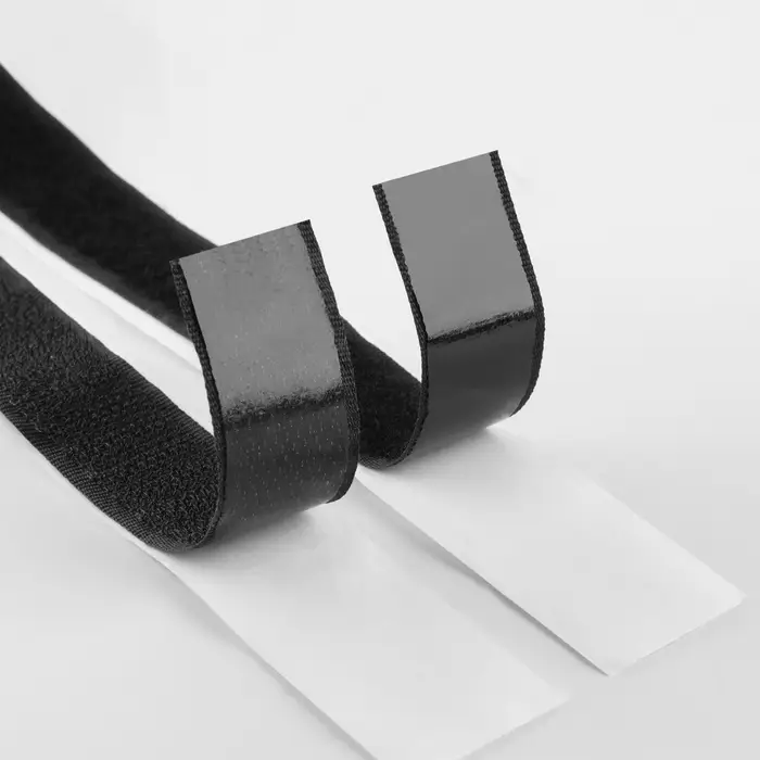 Липучка на клеевой основе, 20 мм, 100&plusmn;5 см, чёрная
