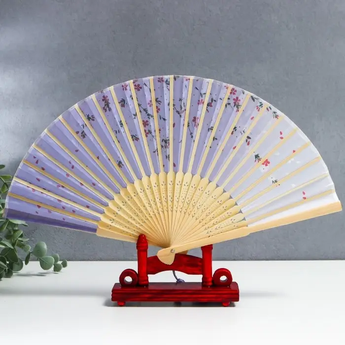 Веер дерево, текстиль h=21 см Веер дерево, текстиль h=21 см "Лепестки" сиреневый, с кисточкой