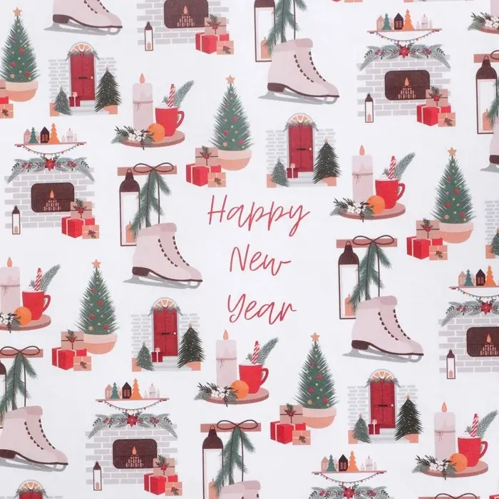 Бумага упаковочная крафтовая &laquo;Уютный Новый Год&raquo;, 50 &times; 70 см